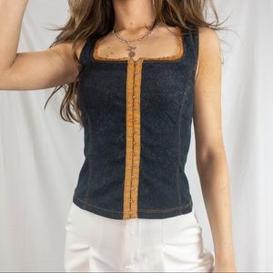 MOA MOA BUSTIER CORSET RUFFLE TRIM TANK TOP